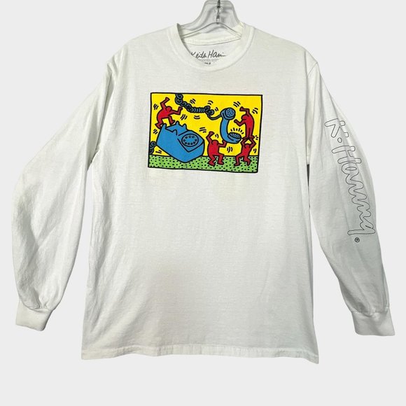 Keith Haring Other - Keith Haring T Shirt Long Sleeve Telephone Art Graphic White Mens Medium M